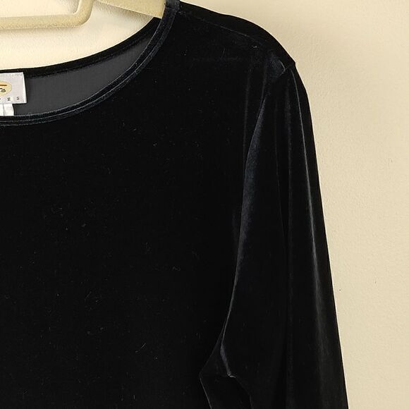Talbot's Petites 3/4 Length Sleeve Black Velvet Blouse Top Size MP - Picture 4 of 8